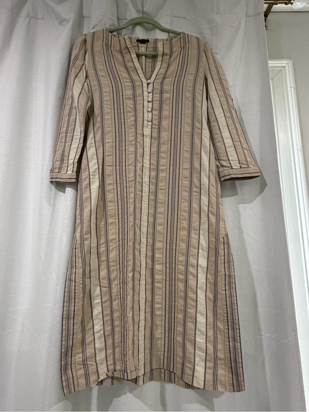 Theory Beige Striped tunic dress
